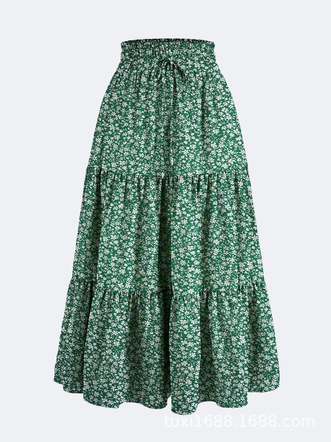 Santorini Bohemian Maxi Skirt – Flowy Summer Floral Long Skirt