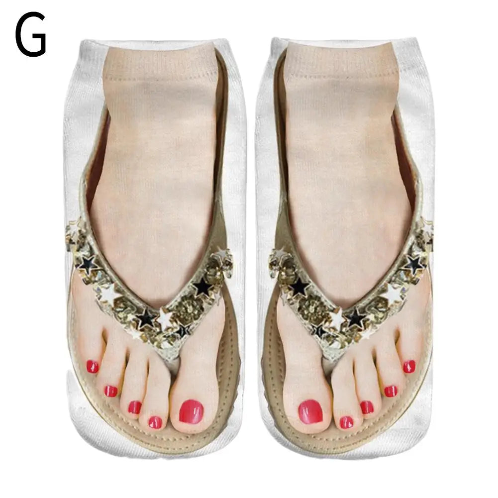 The "PrankFlop" Novelty Socks – 3D Illusion Flip-Flop Ankle Socks
