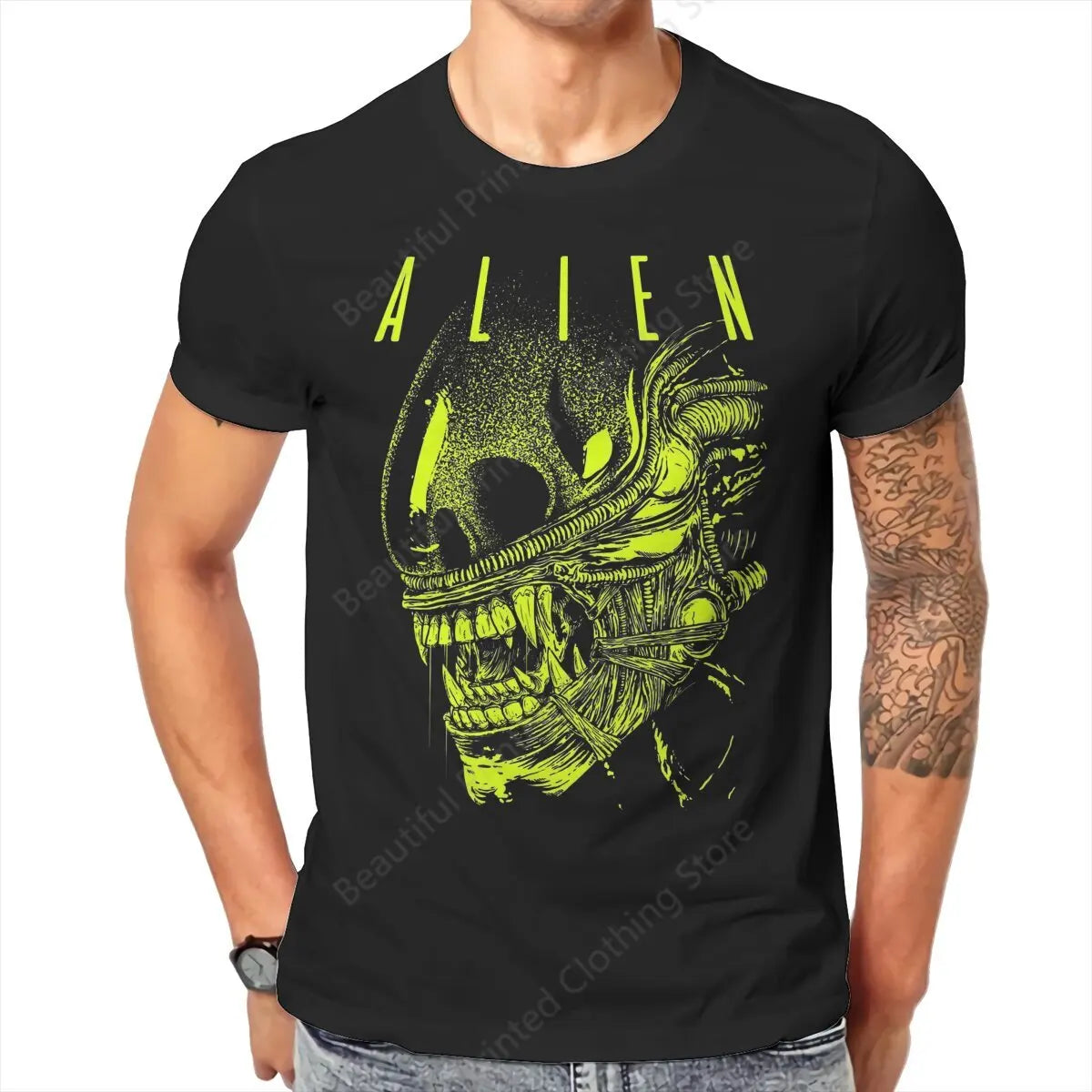 Neon Cyberpunk Alien Graphic Streetwear T-Shirt