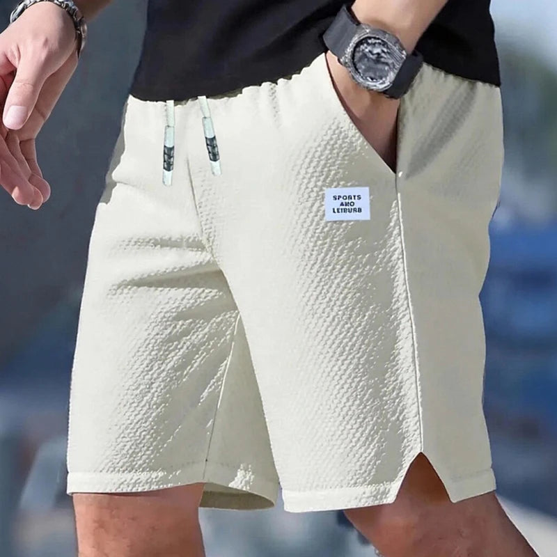 Men's Lightweight Casual Beach Shorts - Breathable Textured Fabric for Sports & Daily Wear