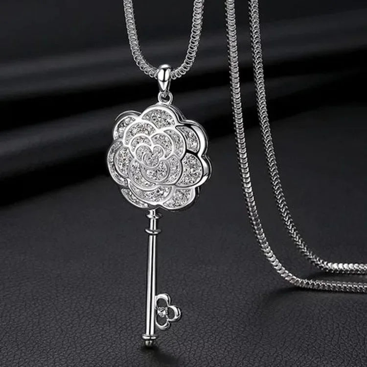 Vintage Ethnic Ocean Blue Crystal Long Pendant Necklace