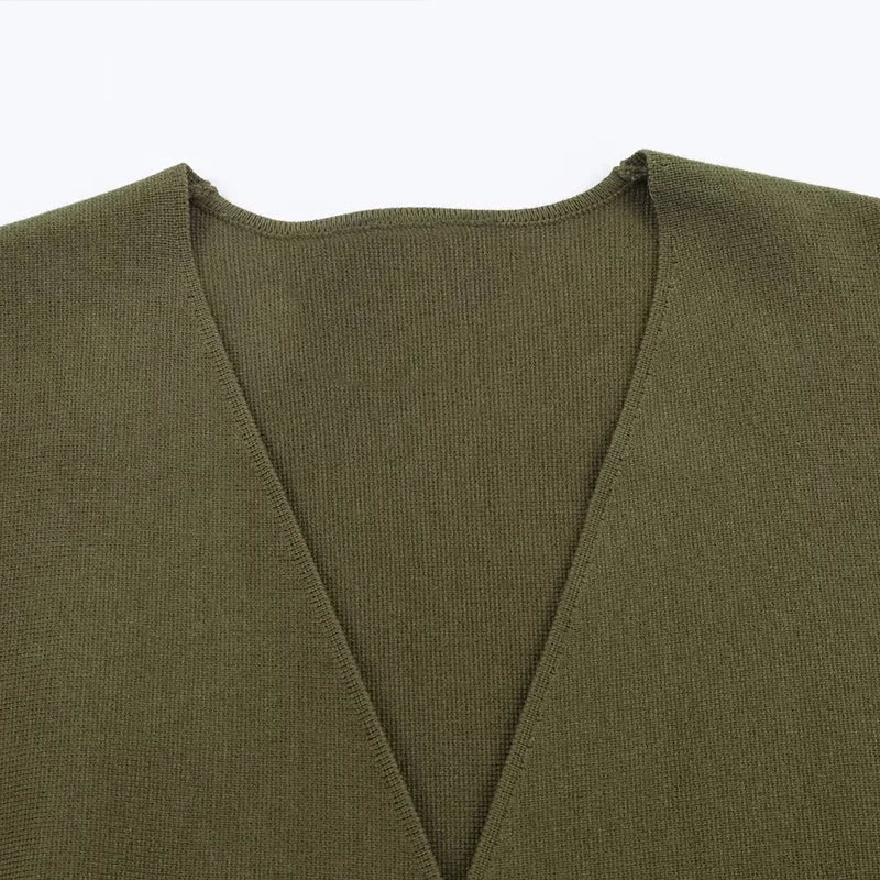 Elegant V-Neck Knitted Peplum Cardigan