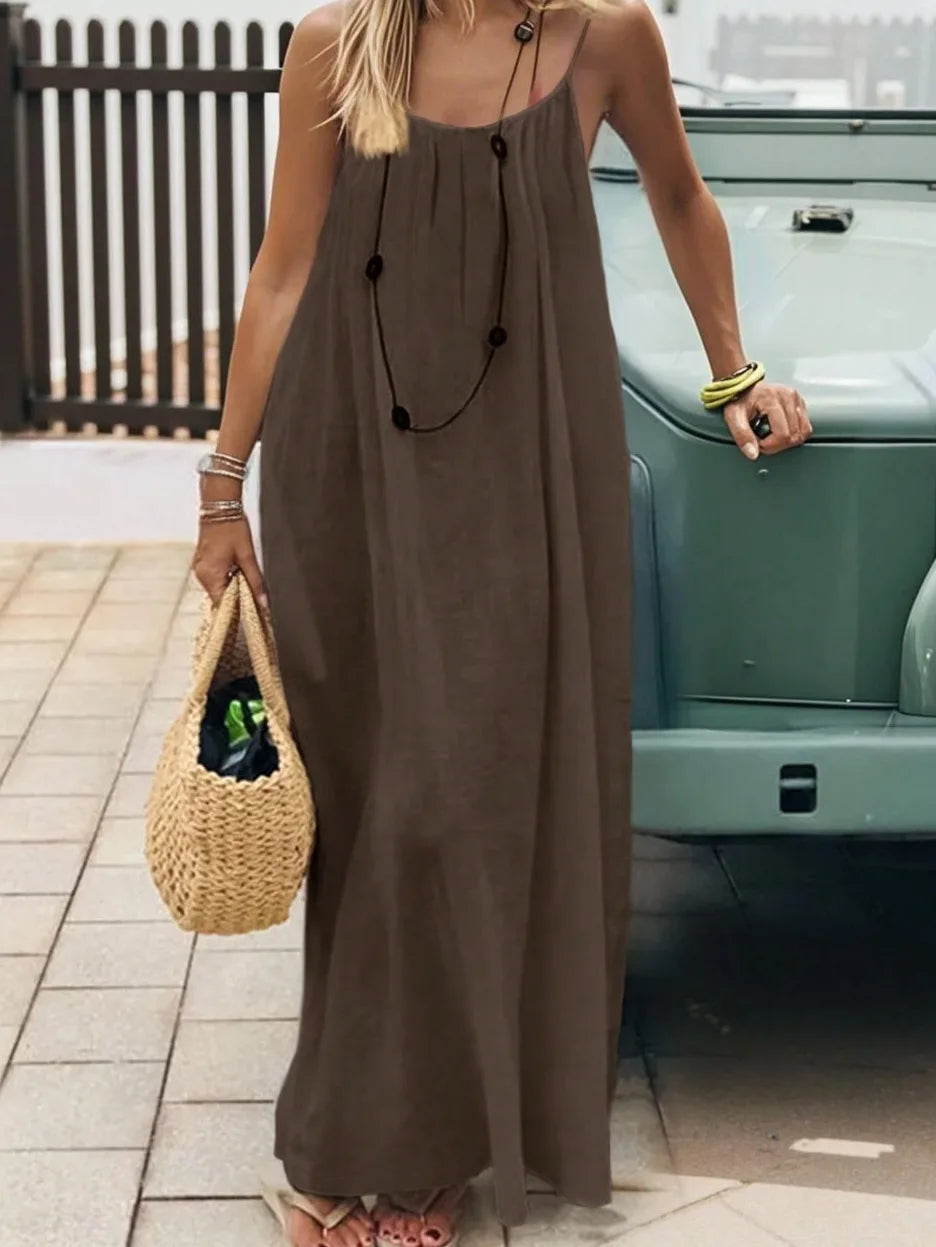Luna Comfort Sleeveless Lounge Dress – Loose Fit Summer Nightwear