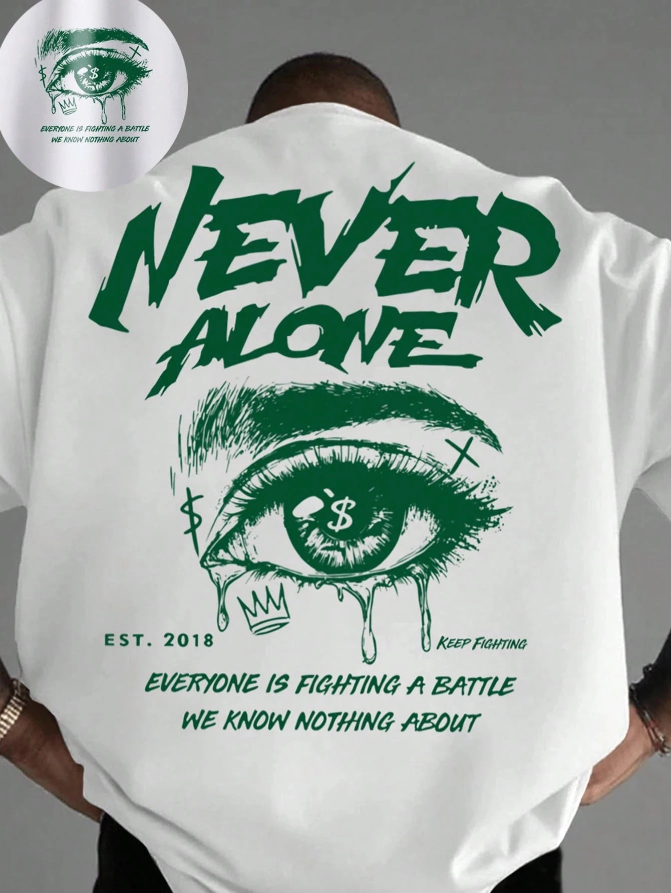 "Never Alone" Graphic Oversized Tee - Premium Cotton Streetwear T-Shirt