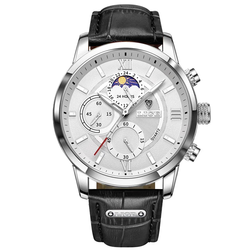 LIGE Heritage Brown Leather Chronograph