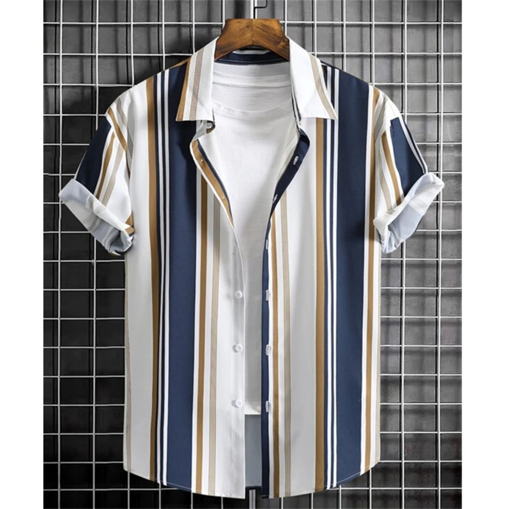 The "Oasis" 3D Geometric Resort Shirt – Summer Loose Casual Hawaiian Top