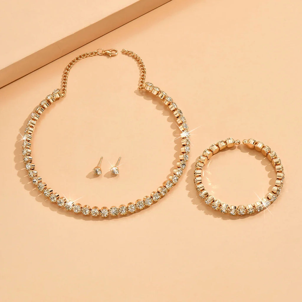 Minimalist Rhinestone Jewelry Set