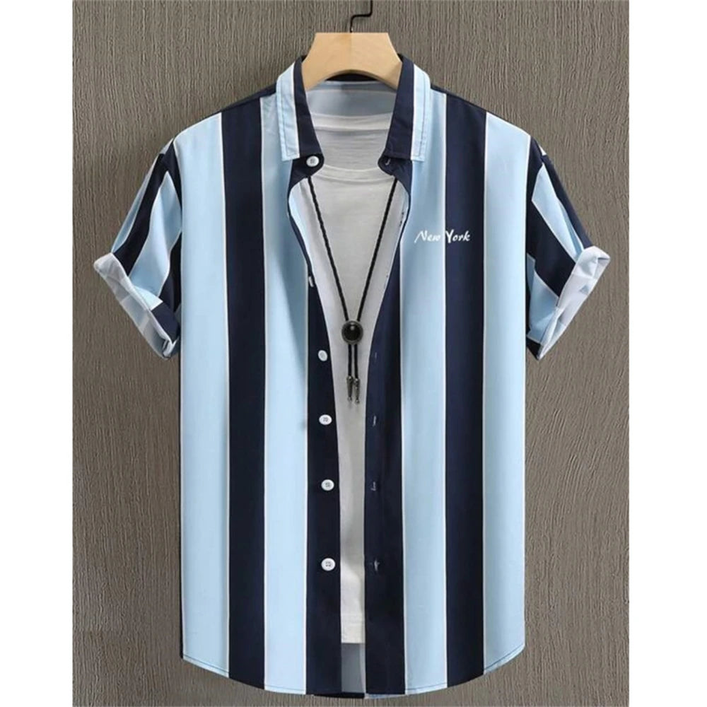 The "Oasis" 3D Geometric Resort Shirt – Summer Loose Casual Hawaiian Top