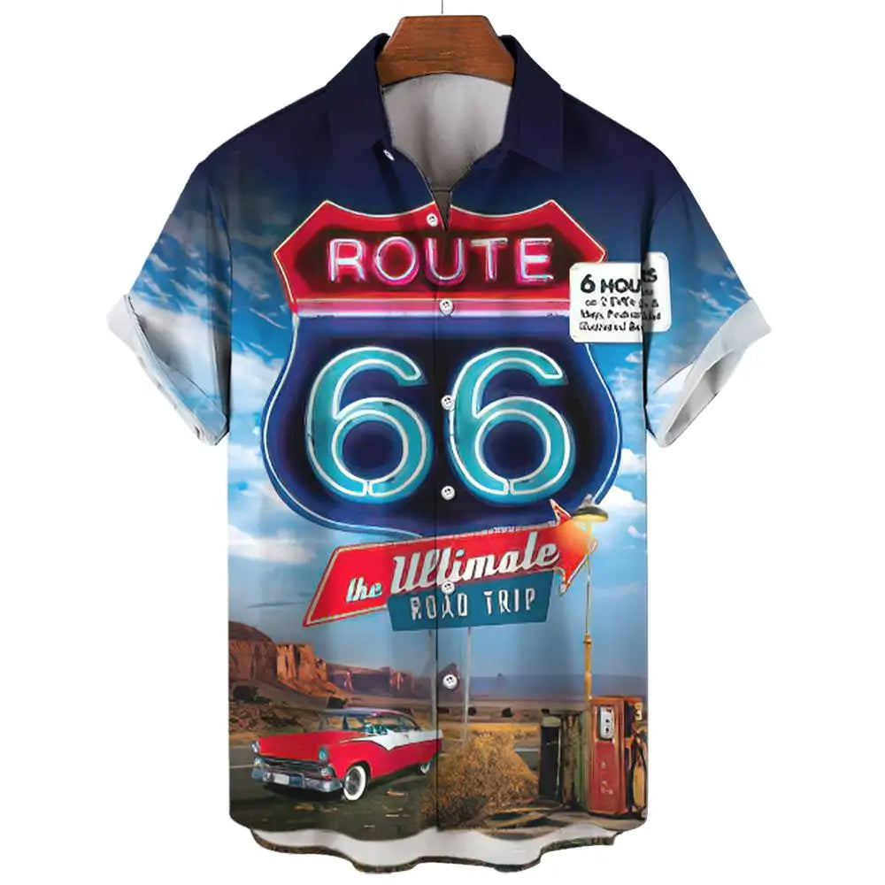 Route 66 Nomad Shirt – Vintage Classic Cars Short Sleeve Top