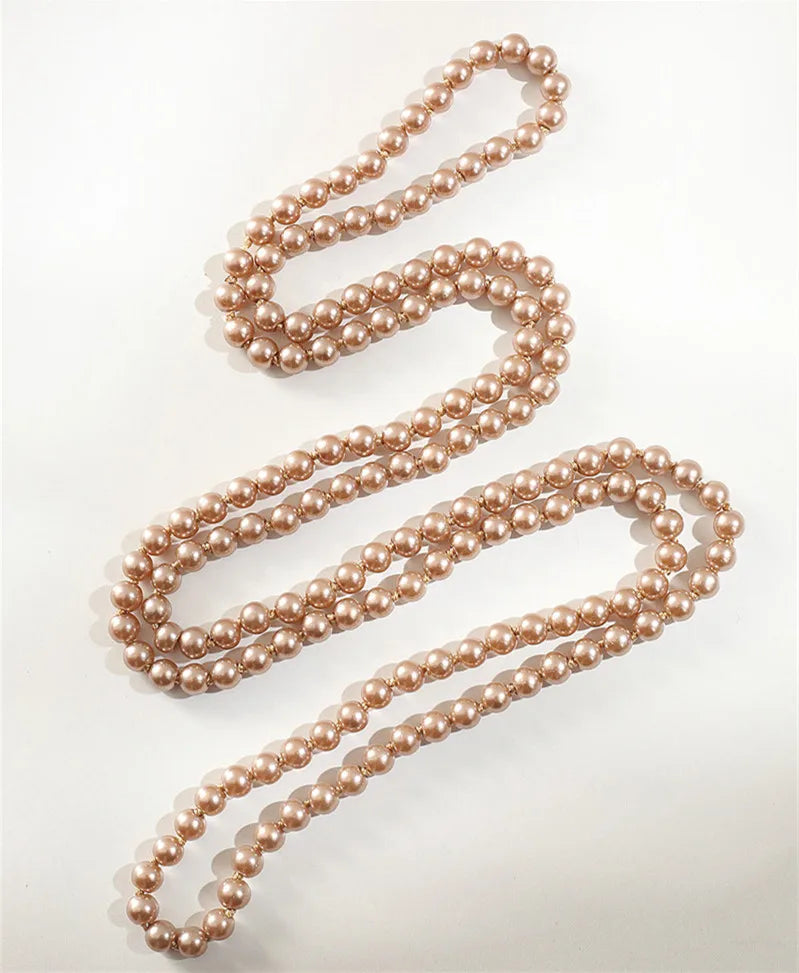 Audrey Elegant Long Pearl Necklace – Handmade Statement Sweater Chain