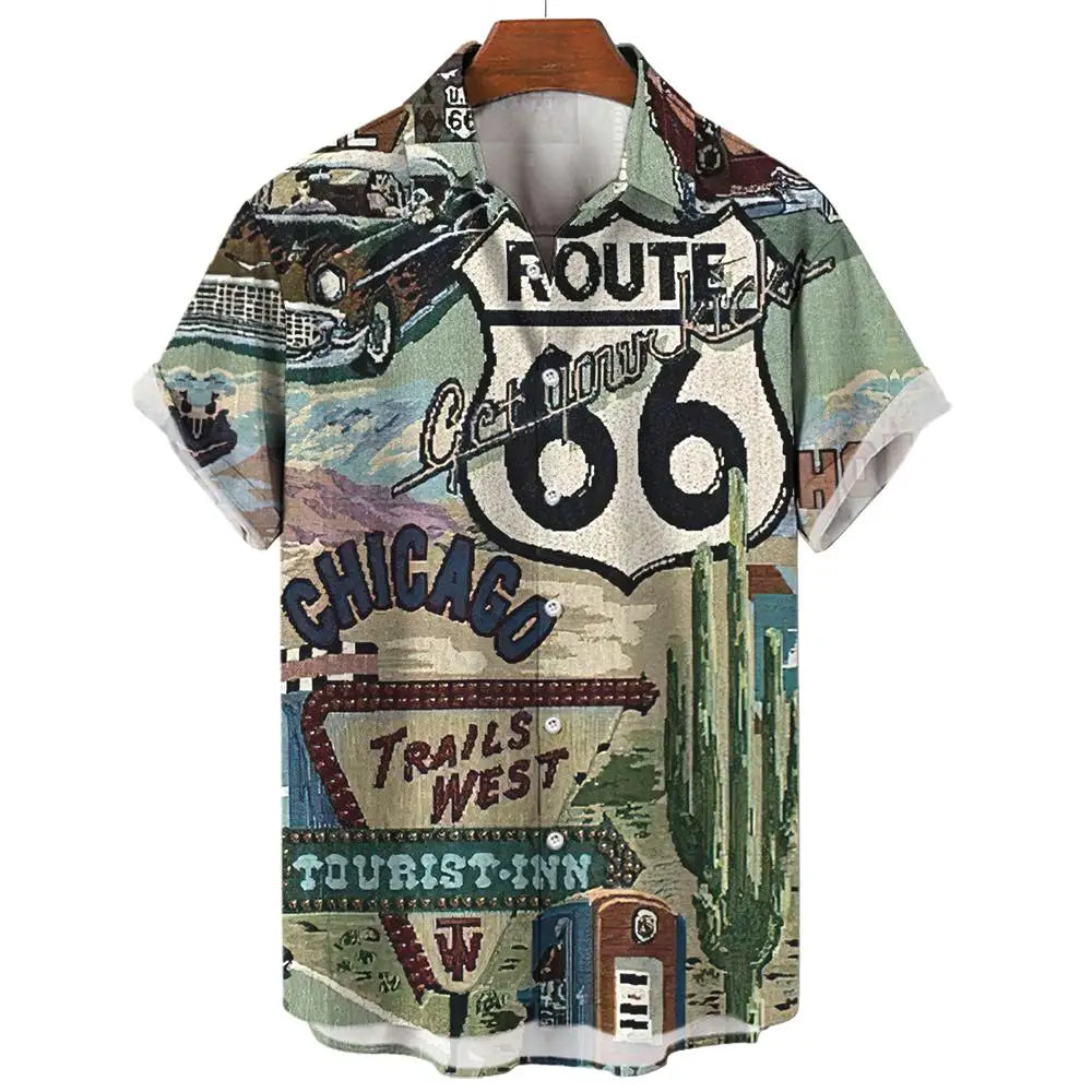 Route 66 Nomad Shirt – Vintage Classic Cars Short Sleeve Top
