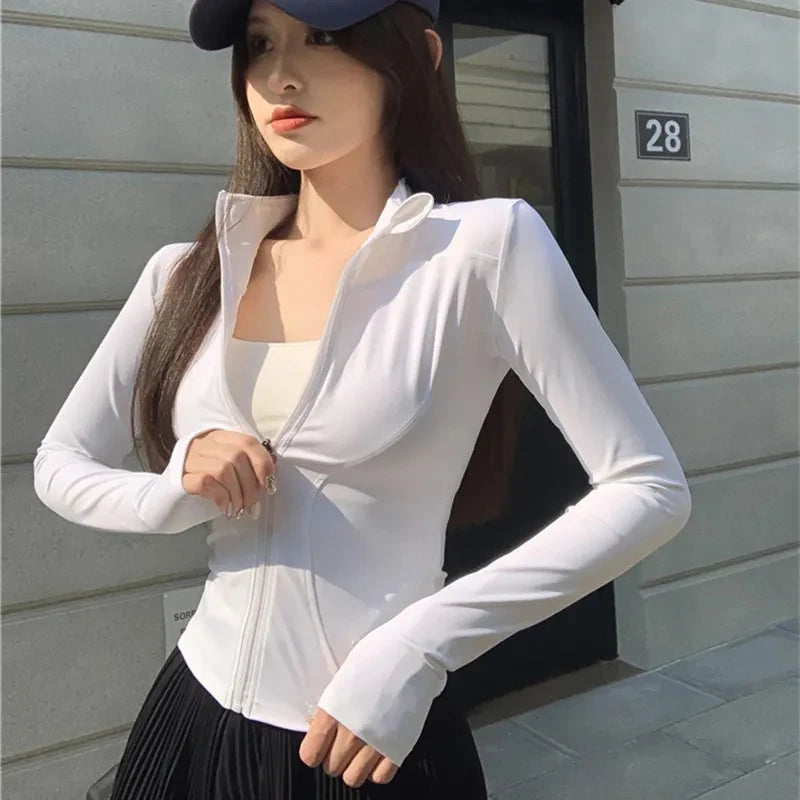 Slim-Fit Zip-Up Yoga Jacket - Athletic Performance Top