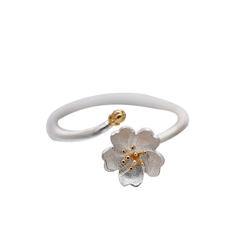Hana Sakura Open Ring - Two-Tone Sterling Silver Floral Ring