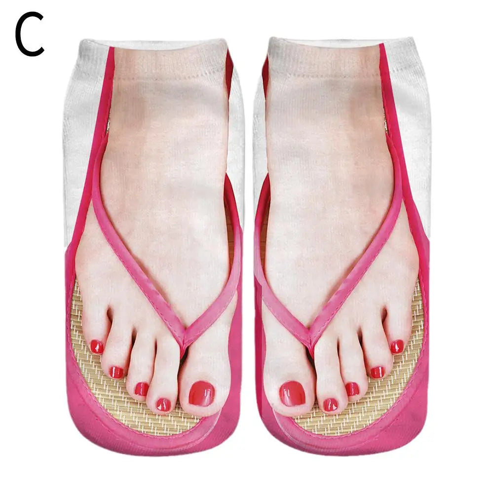 The "PrankFlop" Novelty Socks – 3D Illusion Flip-Flop Ankle Socks