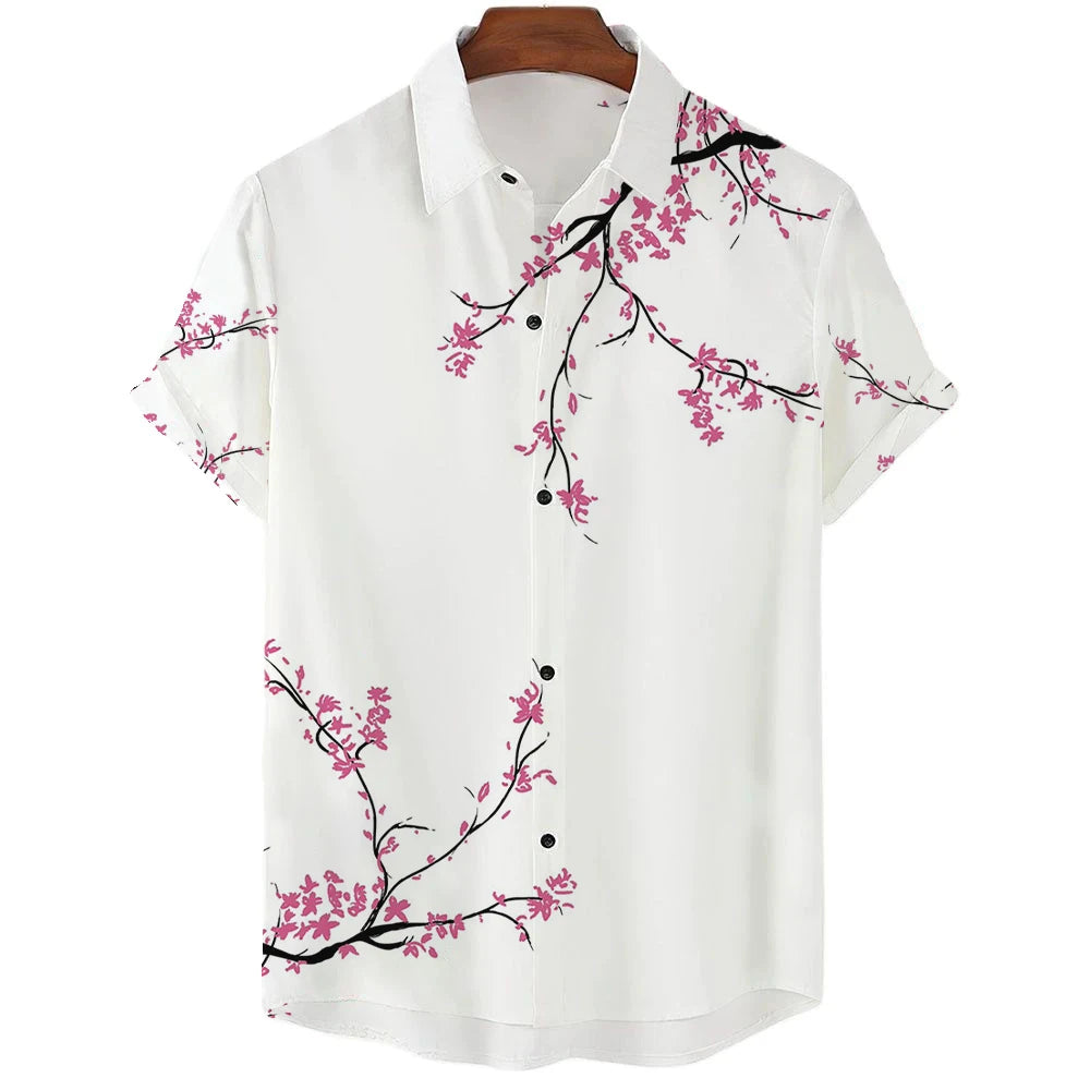 The "Sakura Breeze" Unisex Hawaiian Shirt – Summer Sakura Pattern Short Sleeve