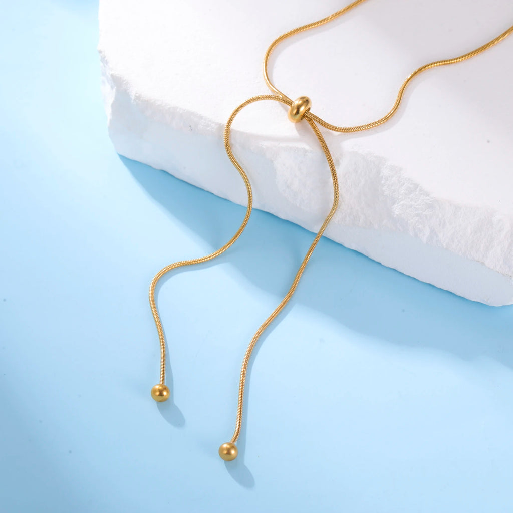 The "Aura Liquid Silk" Snake Chain – Premium Stainless Steel Adjustable Necklace