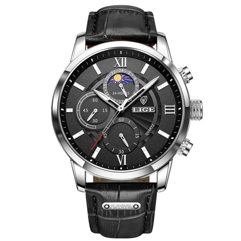 LIGE Heritage Brown Leather Chronograph