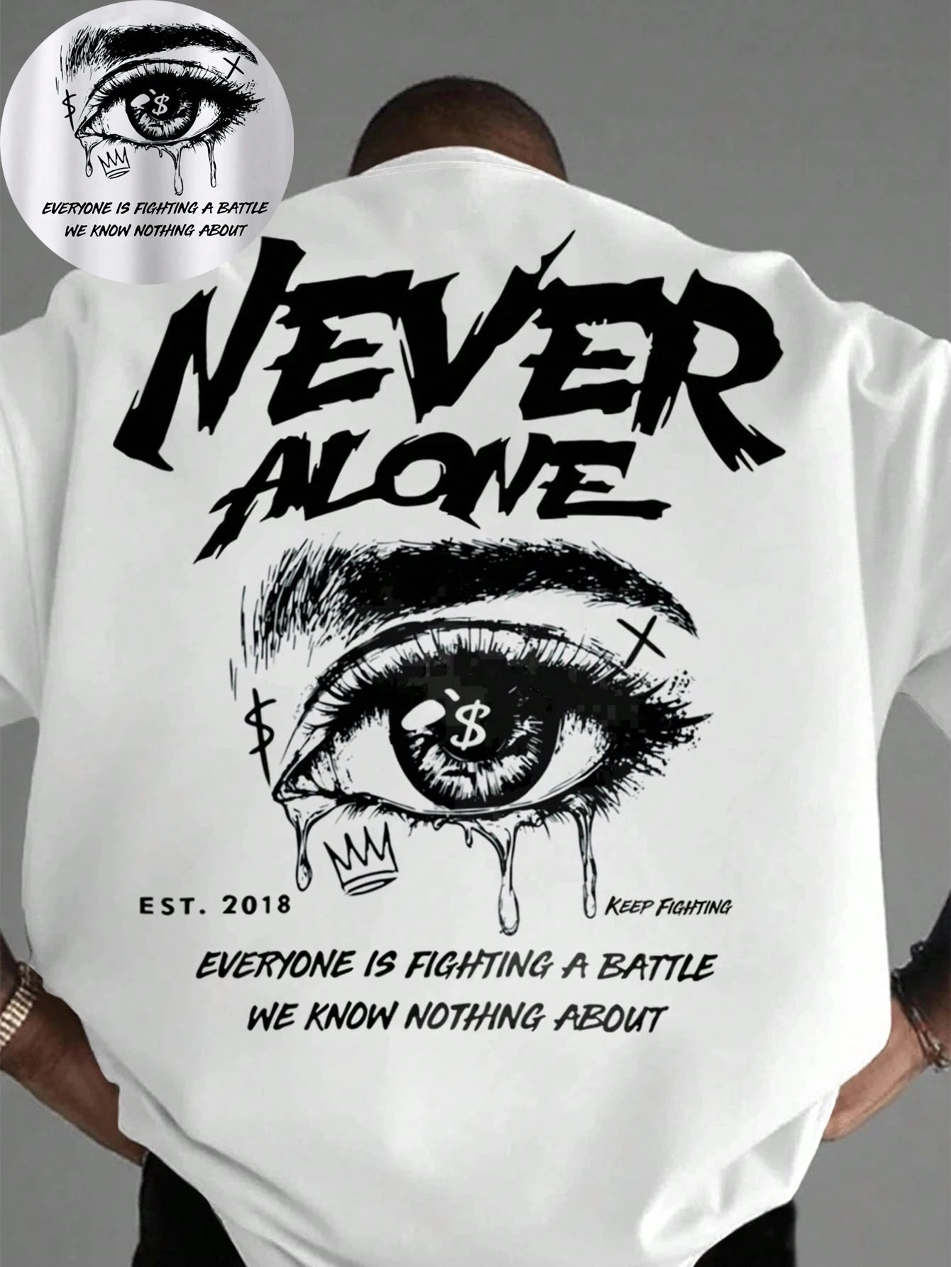 "Never Alone" Graphic Oversized Tee - Premium Cotton Streetwear T-Shirt