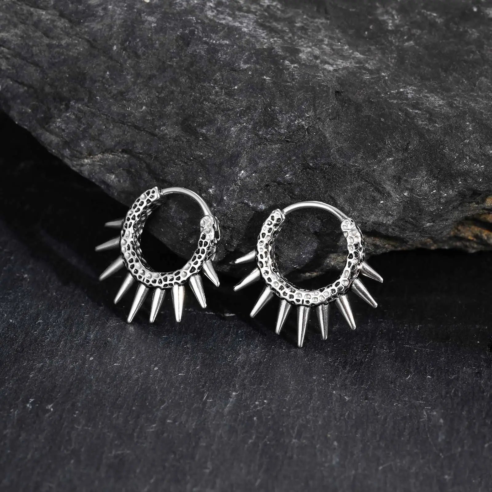 Vanguard Spike Hoop Earrings – Hypoallergenic Stainless Steel Punk Earrings