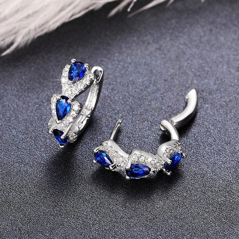 Ocean Aura Blue Hoops – 925 Sterling Silver Luxury Earrings