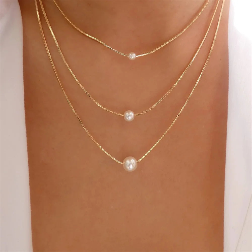 Vintage Elegant Layered Chain Pearl Necklace