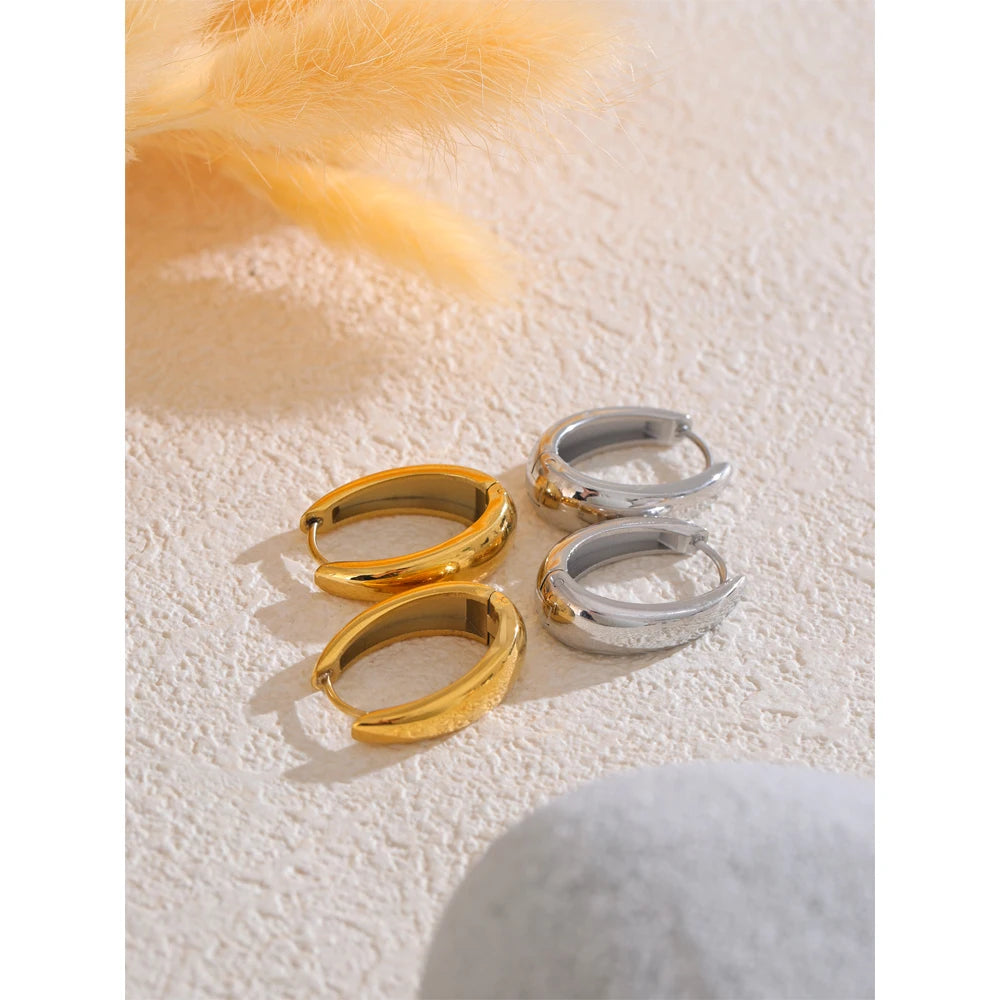 Waterproof 18K Gold Plated Stainless Steel U-Shape Hoop Earrings
