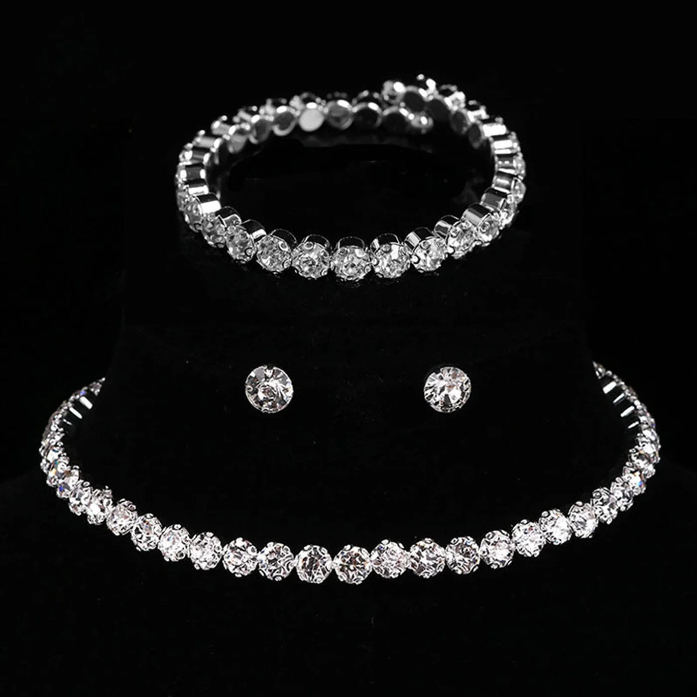 Minimalist Rhinestone Jewelry Set