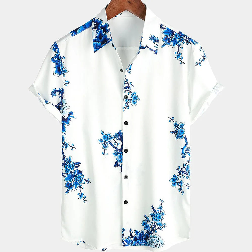 The "Sakura Breeze" Unisex Hawaiian Shirt – Summer Sakura Pattern Short Sleeve