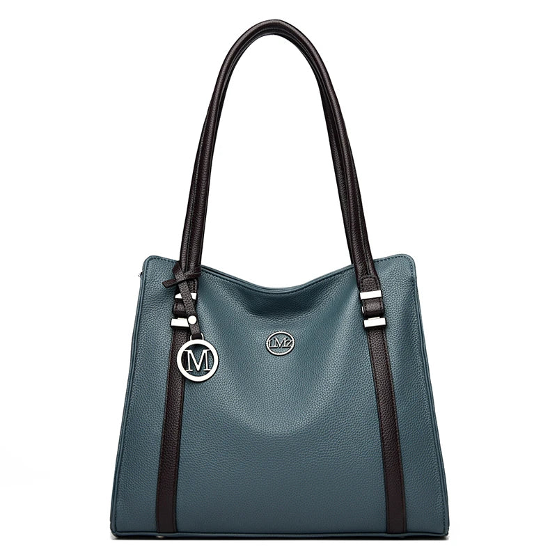 Luxury Leather Shoulder Bag - Large Capacity Tote