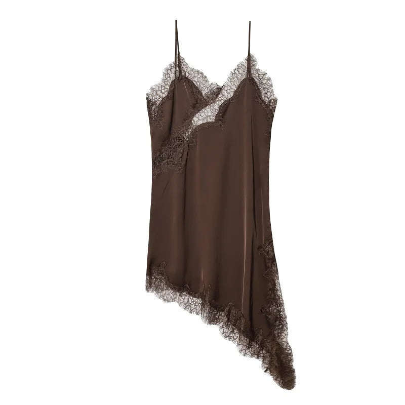 Elegant Satin Lace Backless Mini Summer Dress