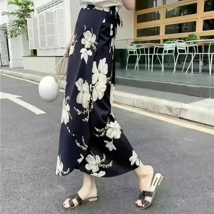 Floral High-Waist Wrap Maxi Skirt