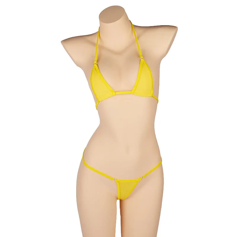 Siren Minimalist Micro Bikini Set – Adjustable Bandage Brazilian Swimwear