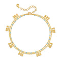 Boho Double Layer Beaded Anklet - 18K Gold Plated Minimalist Summer Foot Chain