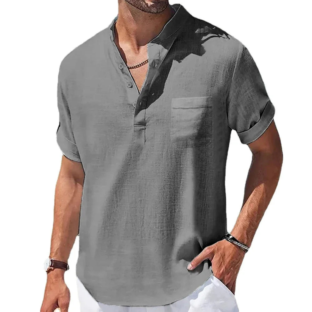 Amalfi Lightweight Cotton Linen Henley Shirt