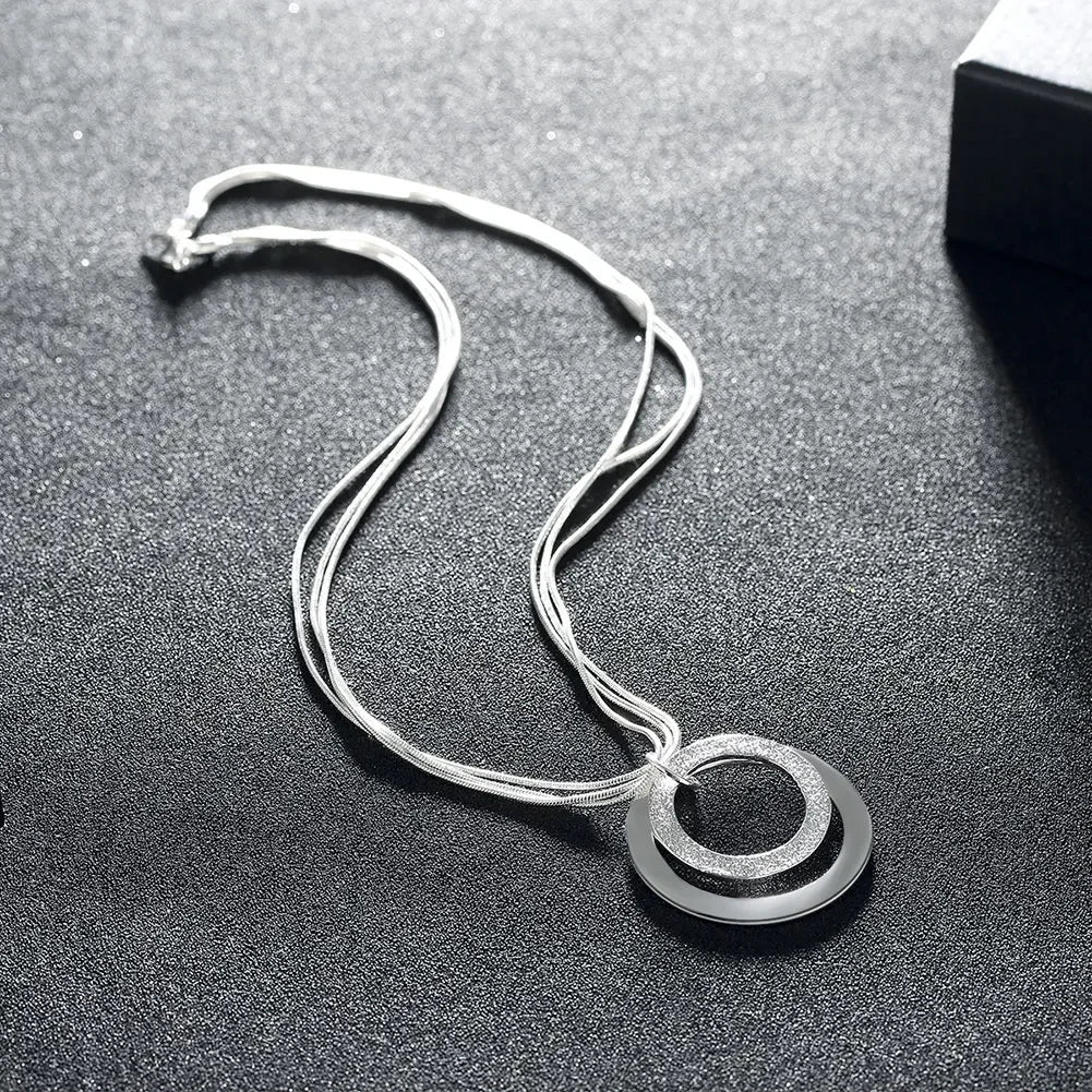 Classic 925 Sterling Silver 18-Inch Circle Pendant Necklace