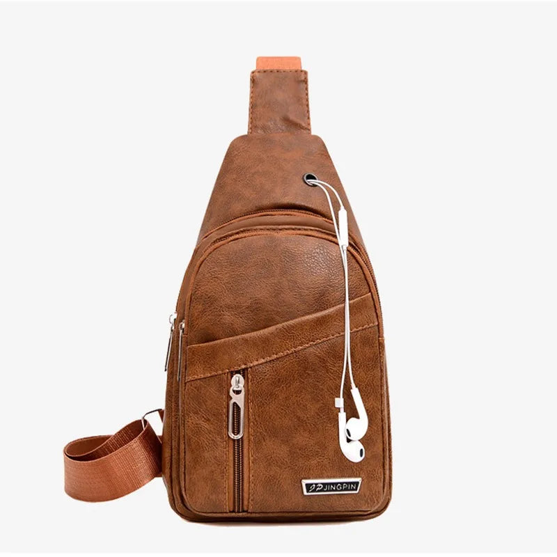Premium PU Leather Business Chest Pack & Crossbody Sling Bag