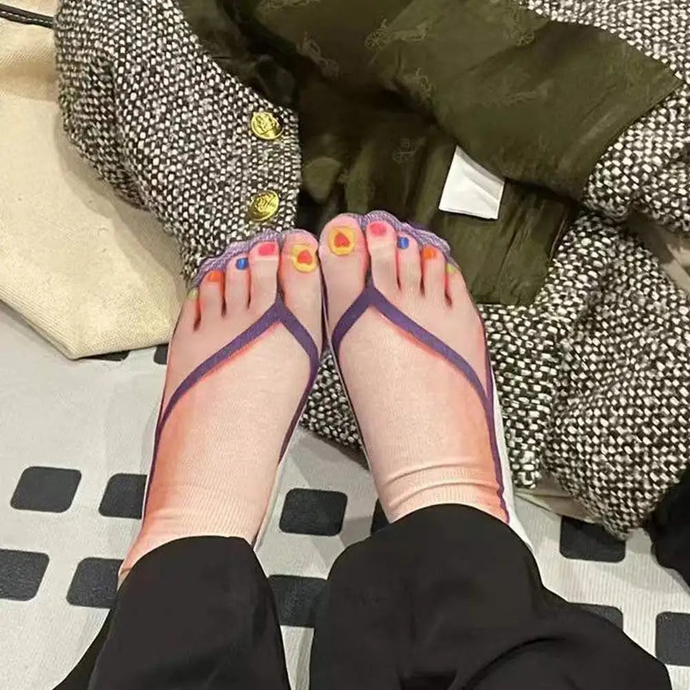 The "PrankFlop" Novelty Socks – 3D Illusion Flip-Flop Ankle Socks