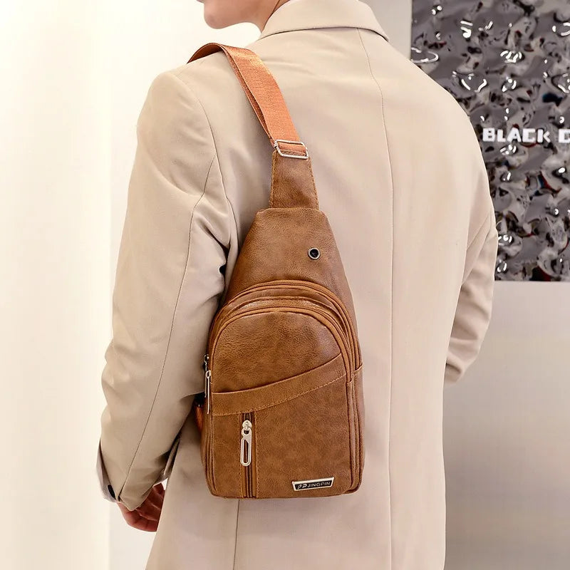 Premium PU Leather Business Chest Pack & Crossbody Sling Bag