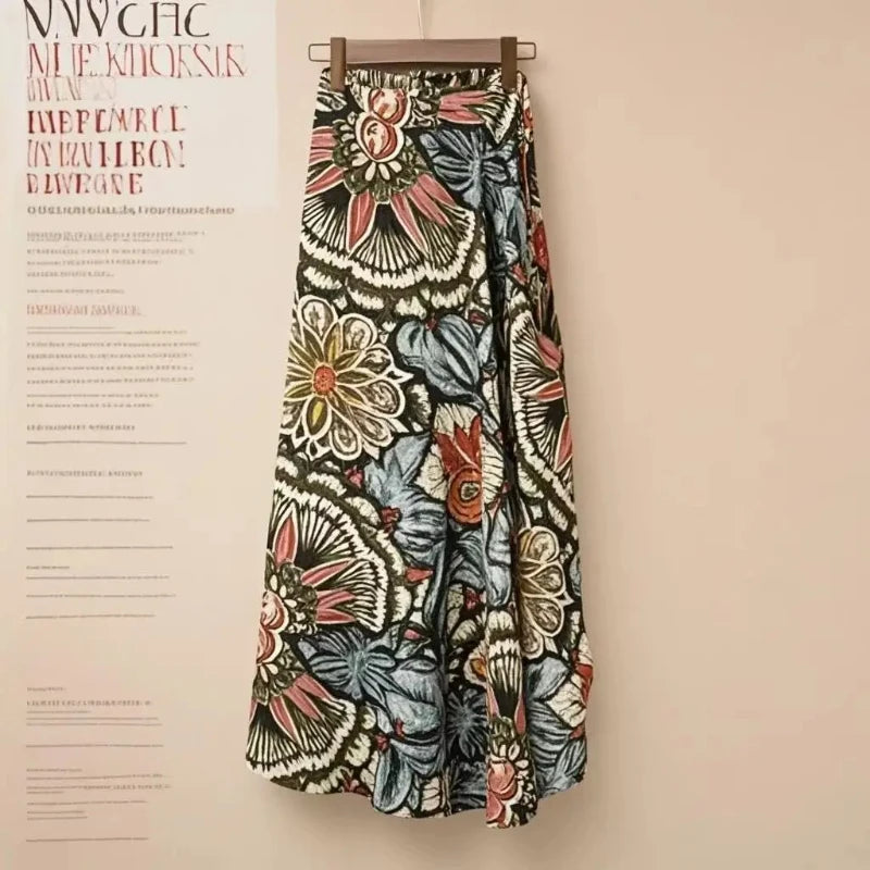 Floral High-Waist Wrap Maxi Skirt