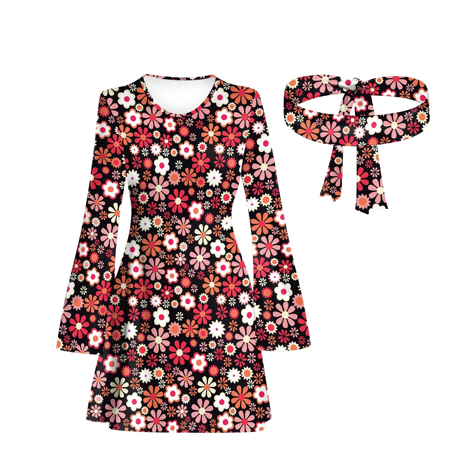 Vintage Bohemian Floral Print Maxi Dress - Retro 70s Inspired Holiday & Casual Wear