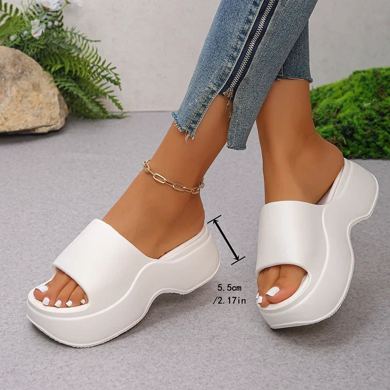 Women's Chunky Platform Slide Sandals - Comfortable Non-Slip Thick-Sole Summer Shoes