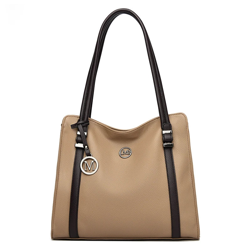 Luxury Leather Shoulder Bag - Large Capacity Tote