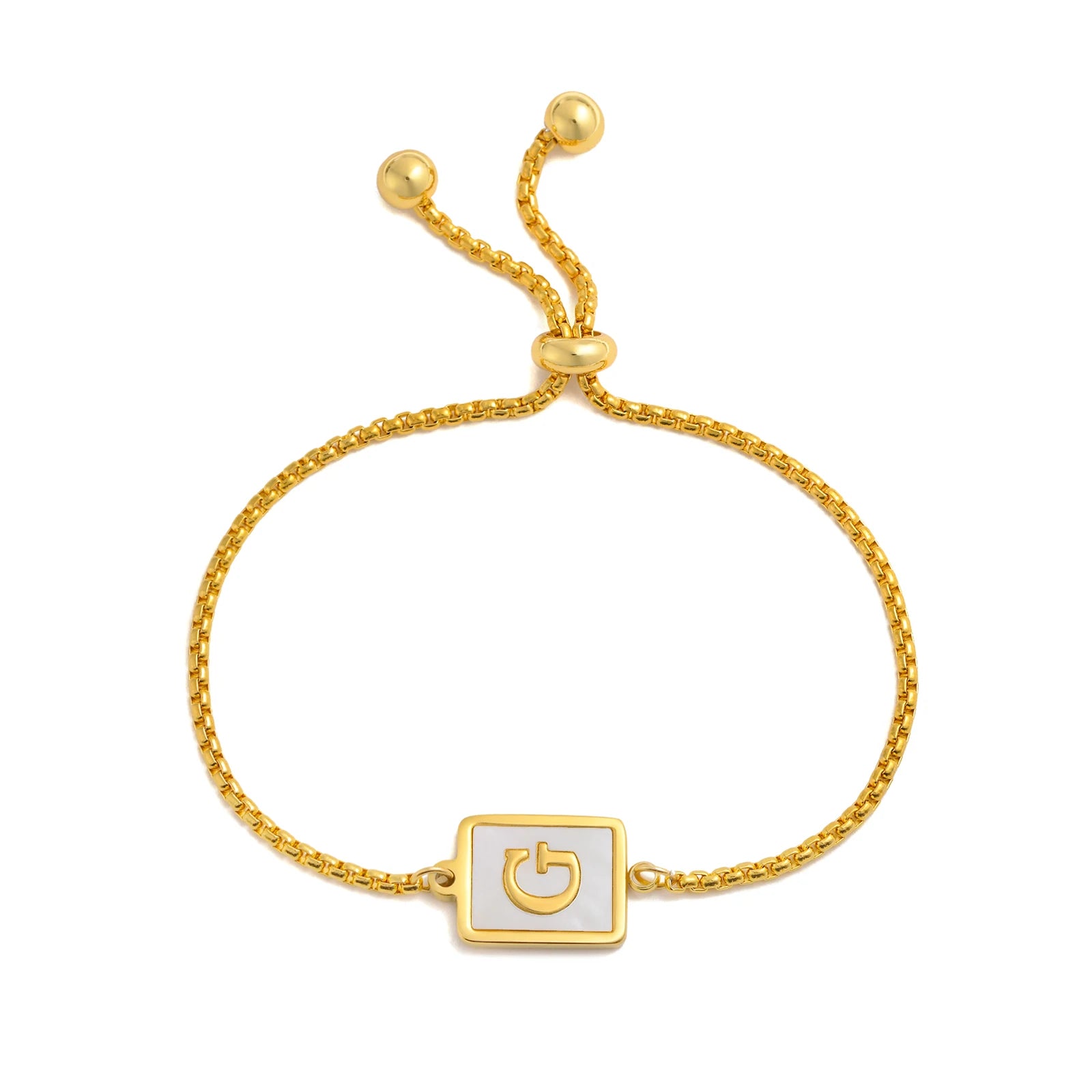 Aura Pearl Initial Bracelet – Waterproof Stainless Steel Alphabet Chain