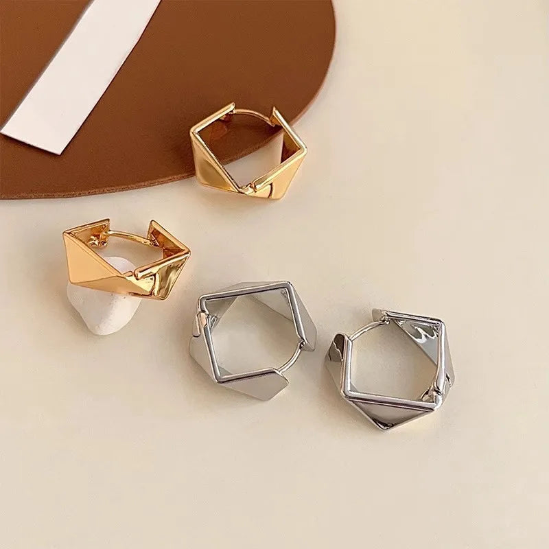 The "Aura Hexa-Glitz" Statement Hoops – Vintage Geometric Hexagon Earrings