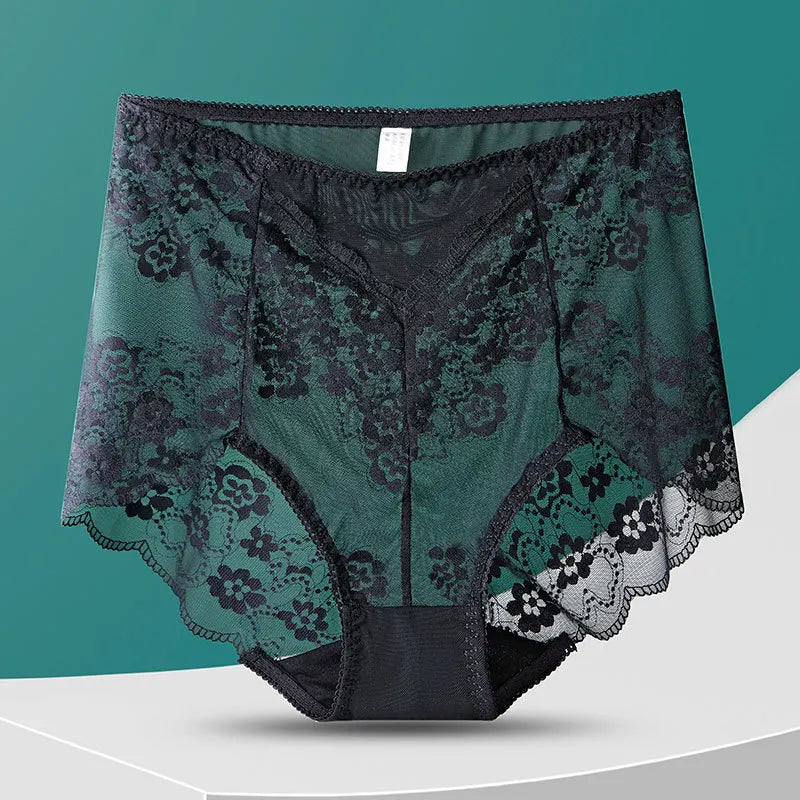 Seamless Perforated Lace High-Waisted Briefs
