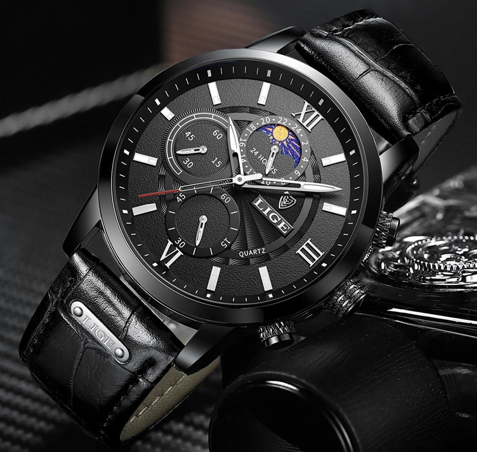 LIGE Heritage Brown Leather Chronograph