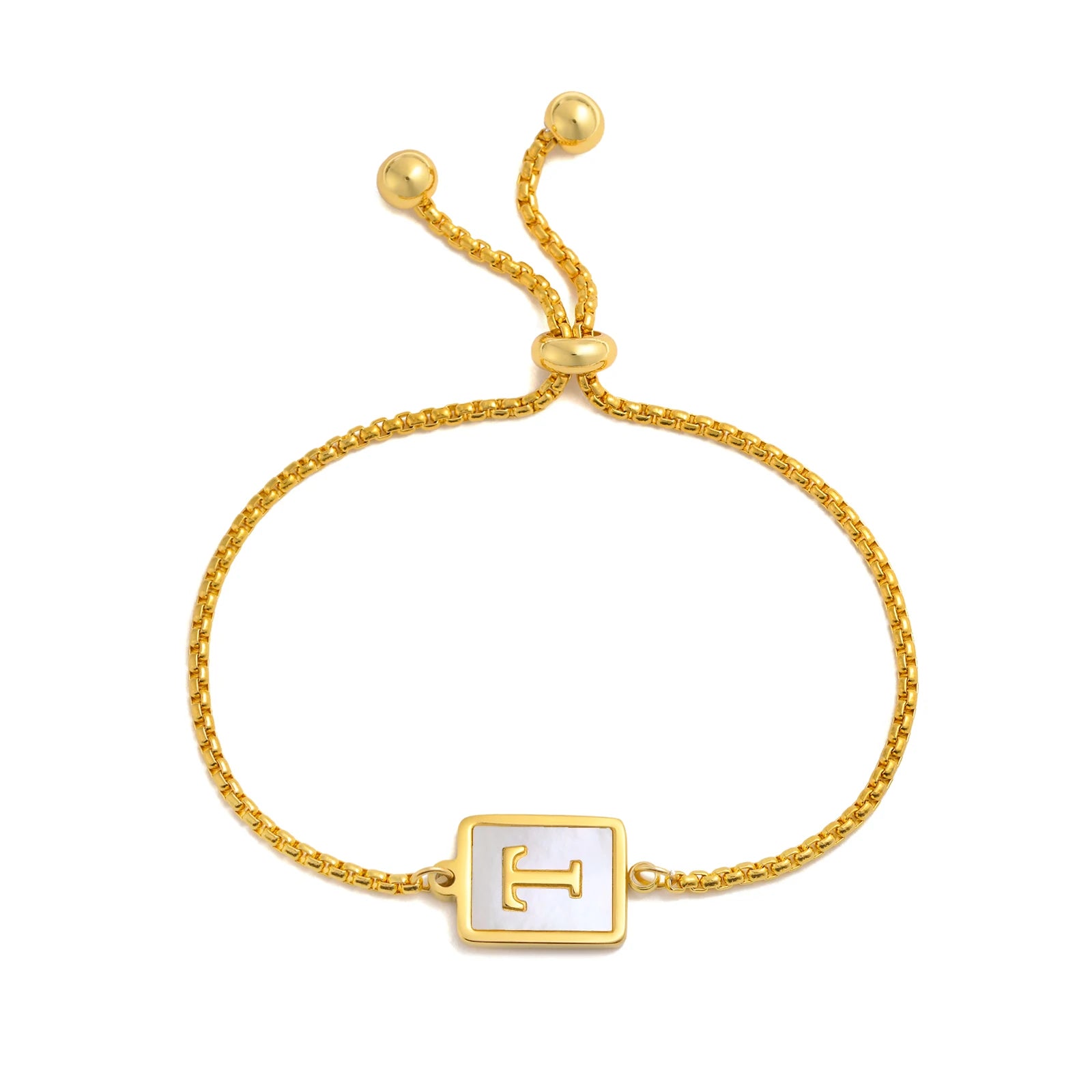 Aura Pearl Initial Bracelet – Waterproof Stainless Steel Alphabet Chain
