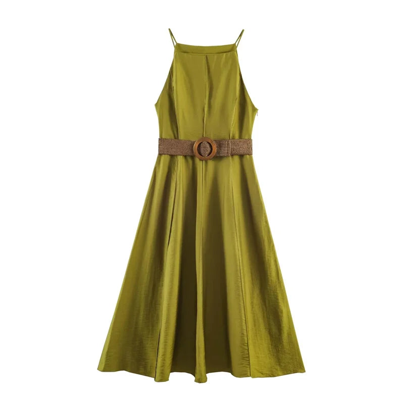 Verona Tailored Midi Dress – Elegant Slim-Fit Dress with Belt