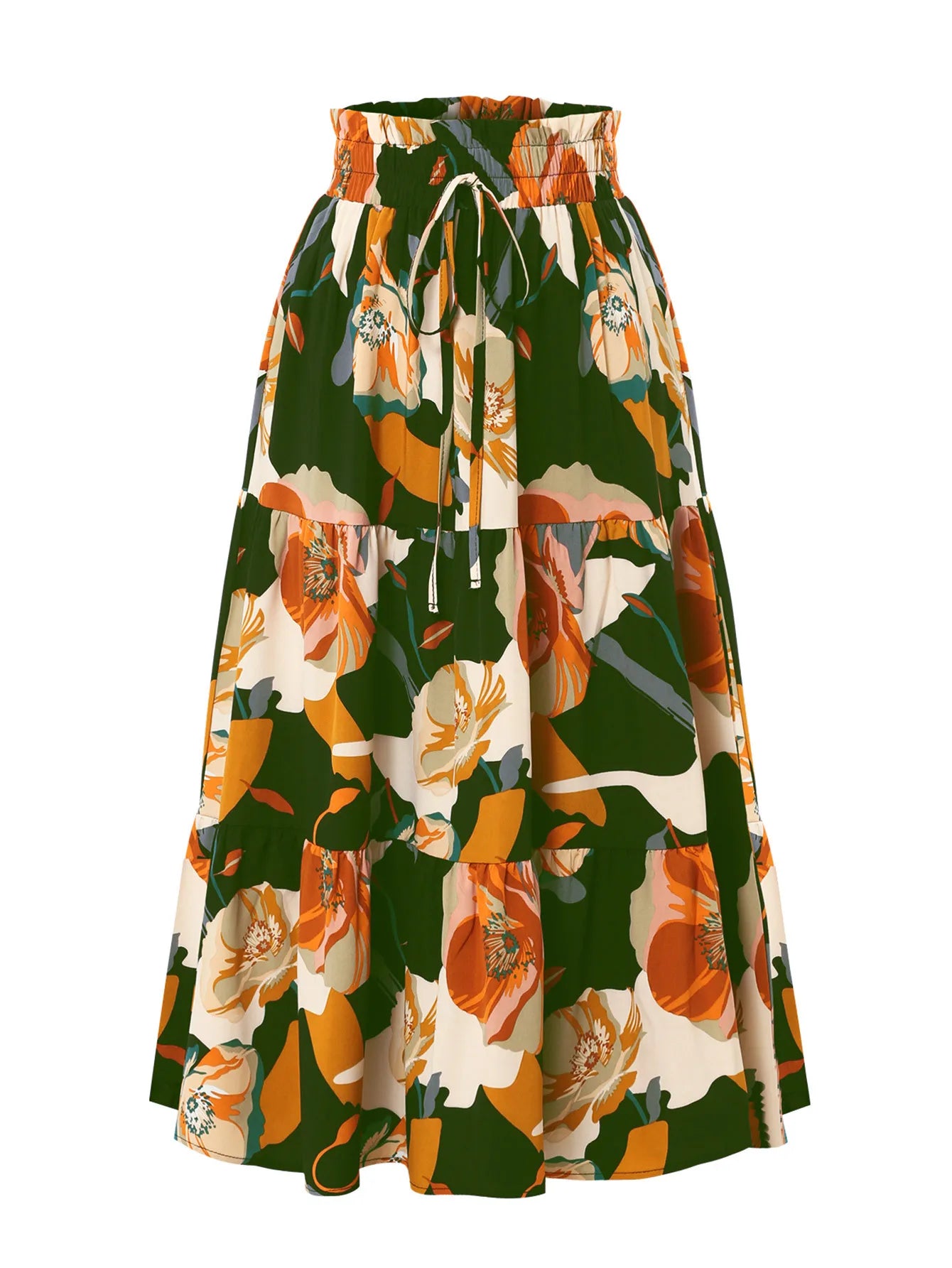 Santorini Bohemian Maxi Skirt – Flowy Summer Floral Long Skirt