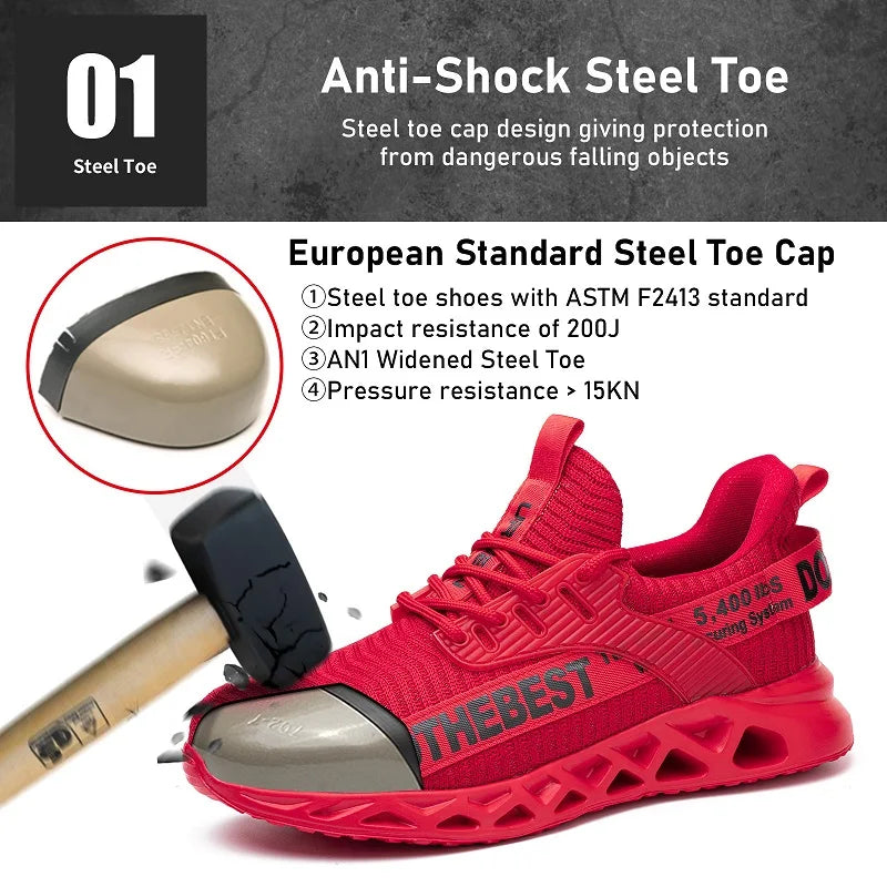 Unisex Lightweight Steel Toe Safety Work Sneakers